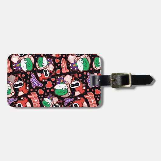 Chibi Joker en Harley Heart Pattern Bagagelabel (Voorkant horizontaal)