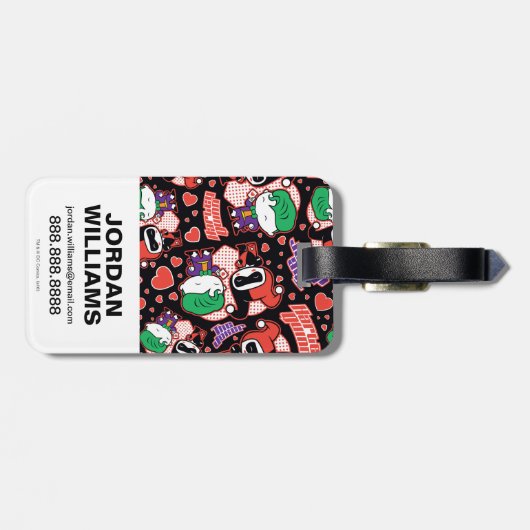 Chibi Joker en Harley Heart Pattern Bagagelabel (Achterkant horizontaal)