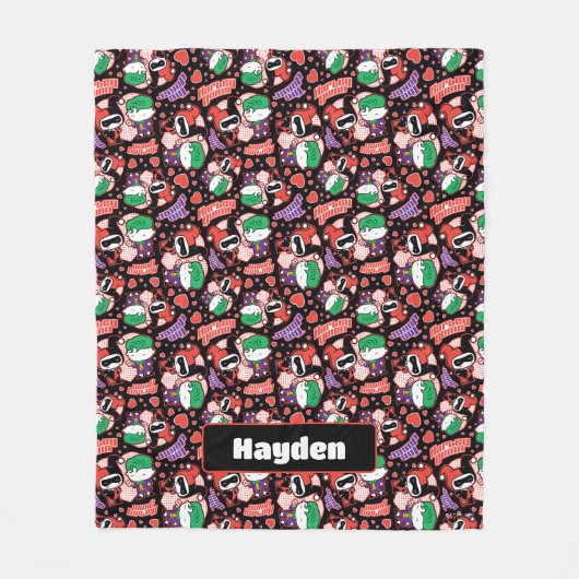 Chibi Joker en Harley Heart Pattern Fleece Deken (Voorkant)