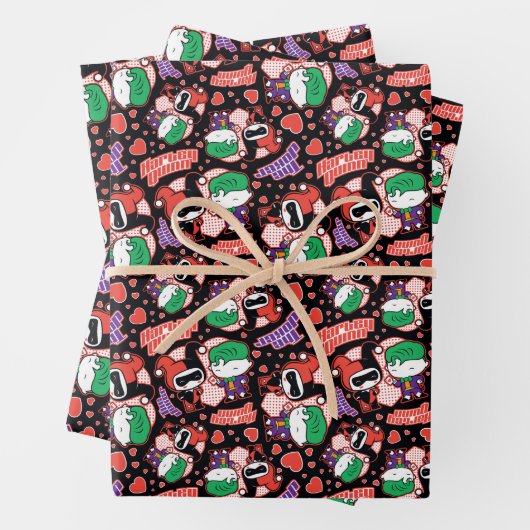 Chibi Joker en Harley Heart Pattern Inpakpapier Vel (In situ)