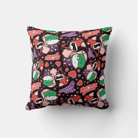 Chibi Joker en Harley Heart Pattern Kussen (Achterkant)