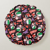 Chibi Joker en Harley Heart Pattern Rond Kussen (Voorkant)