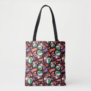 Chibi Joker en Harley Heart Pattern Tote Bag