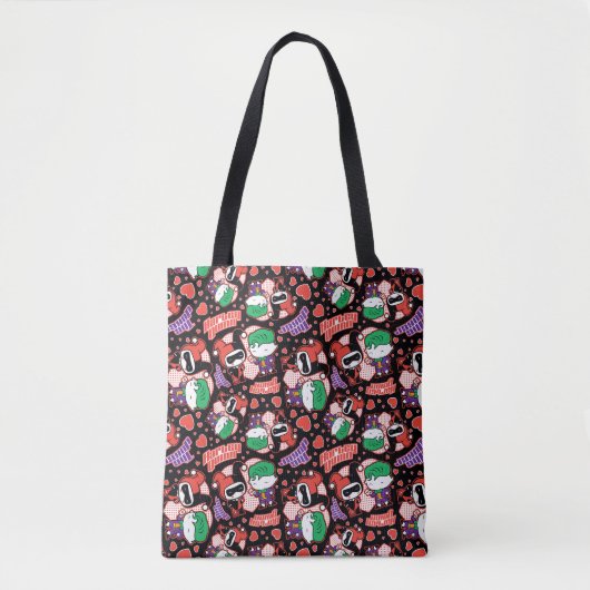 Chibi Joker en Harley Heart Pattern Tote Bag (Voorkant)