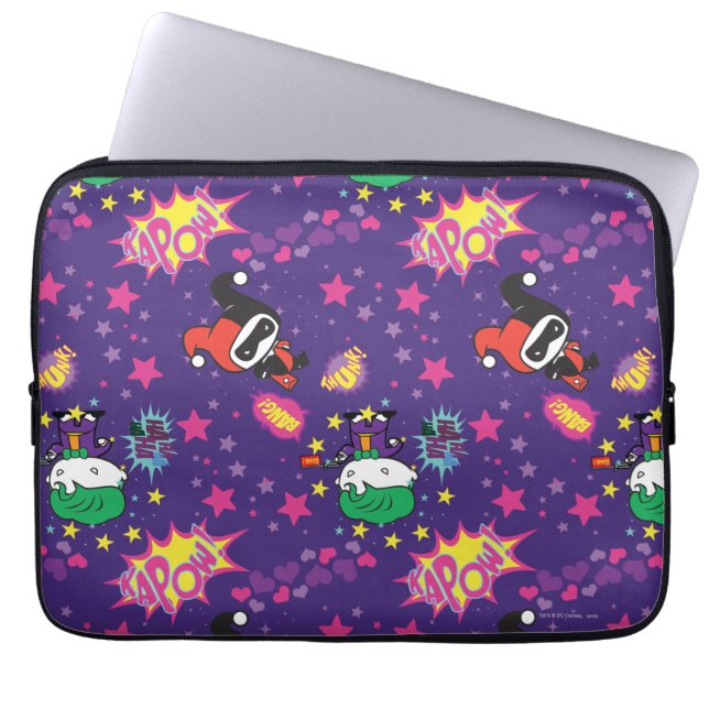 Chibi Joker en Harley Pattern Laptop Sleeve (Voorkant)