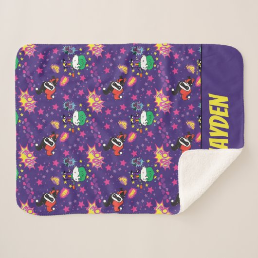 Chibi Joker en Harley Pattern Sherpa Deken (Voorkant (horizontaal))