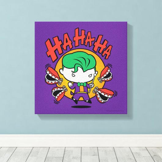 Chibi Joker met Speelgoed Teeth Canvas Afdruk (Insitu (Houten vloer))