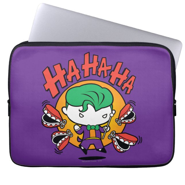 Chibi Joker met Speelgoed Teeth Laptop Sleeve (Voorkant)