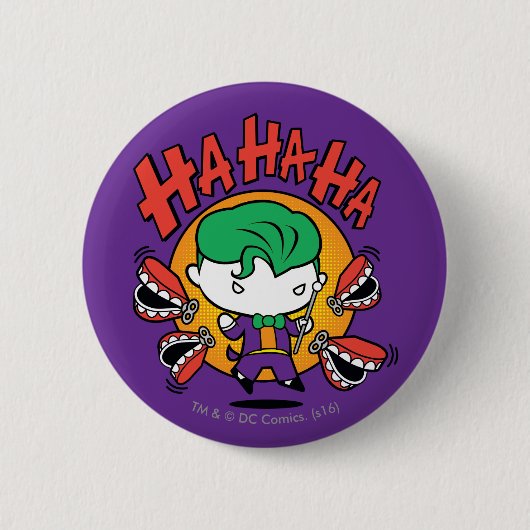 Chibi Joker met Speelgoed Teeth Ronde Button 5,7 Cm (Voorkant)
