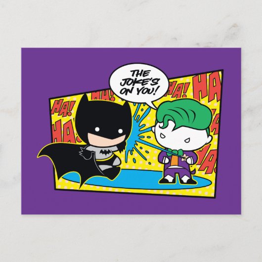 Chibi Joker Pranking Chibi Batman Briefkaart (Voorkant)