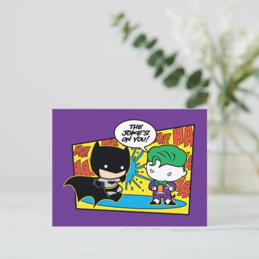 Chibi Joker Pranking Chibi Batman Briefkaart (Staand voorkant)