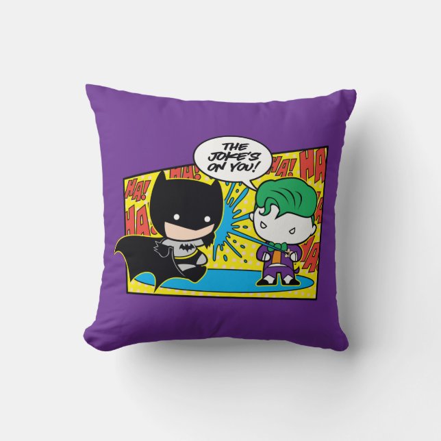 Chibi Joker Pranking Chibi Batman Kussen (Voorkant)