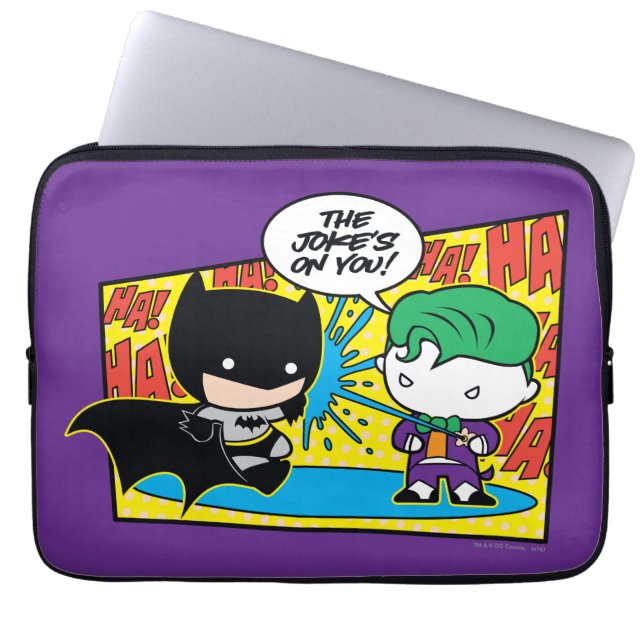 Chibi Joker Pranking Chibi Batman Laptop Sleeve (Voorkant)