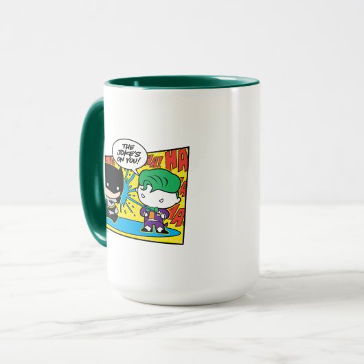 Chibi Joker Pranking Chibi Batman Mok (Voorkant links)