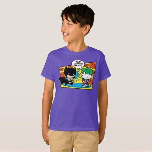 Chibi Joker Pranking Chibi Batman T-shirt (Voorkant volledig)