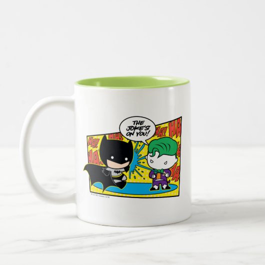 Chibi Joker Pranking Chibi Batman Tweekleurige Koffiemok (Links)