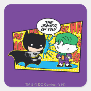 Chibi Joker Pranking Chibi Batman Vierkante Sticker