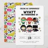 Chibi Justice League Birthday Invitation Kaart (Voorkant / Achterkant)