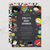 Chibi Justice League Chalkboard Baby shower Kaart (Voorkant / Achterkant)