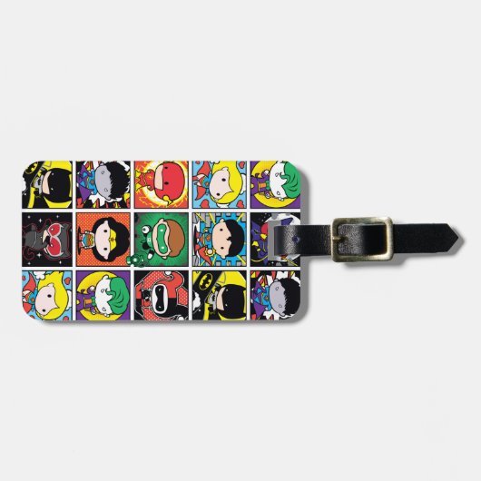 Chibi Justice League Character Pattern Bagagelabel (Voorkant horizontaal)