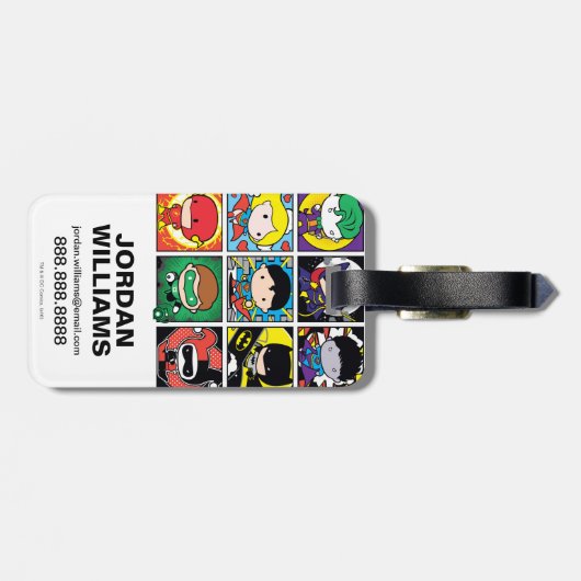 Chibi Justice League Character Pattern Bagagelabel (Achterkant horizontaal)