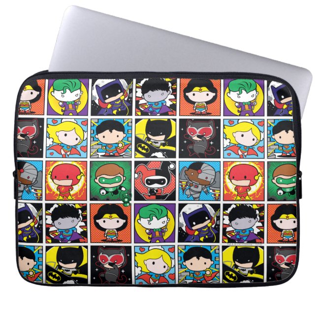 Chibi Justice League Character Pattern Laptop Sleeve (Voorkant)