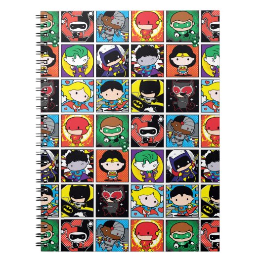 Chibi Justice League Character Pattern Notitieboek (Voorkant)