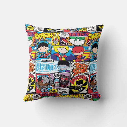 Chibi Justice League Comic Book Pattern Kussen (Achterkant)