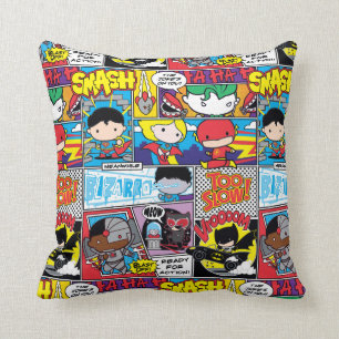 Chibi Justice League Comic Book Pattern Kussen