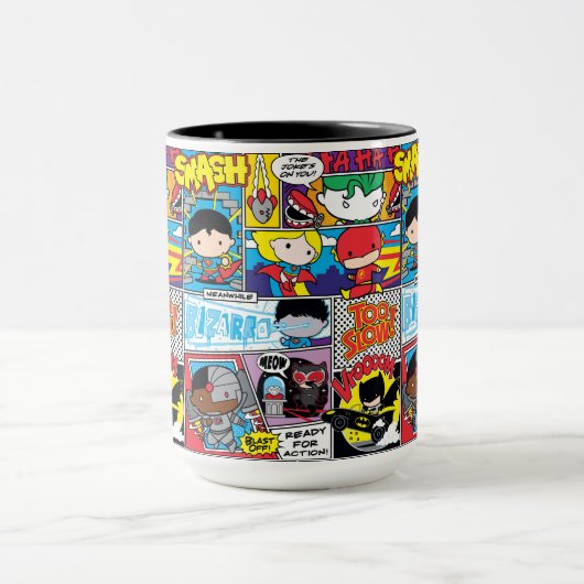 Chibi Justice League Comic Book Pattern Mok (Midden)