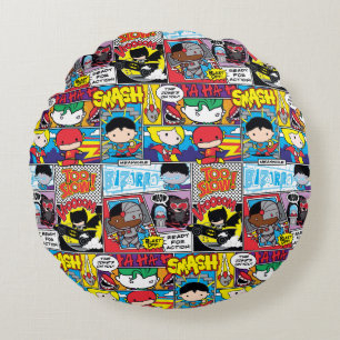 Chibi Justice League Comic Book Pattern Rond Kussen