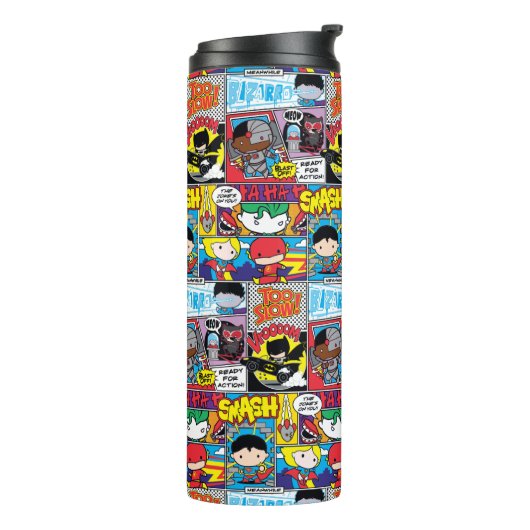 Chibi Justice League Comic Book Pattern Thermosbeker (Gedraaid links)