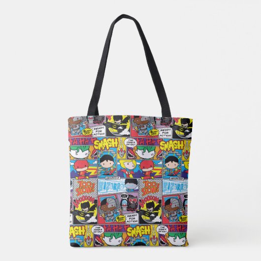 Chibi Justice League Comic Book Pattern Tote Bag (Achterkant)