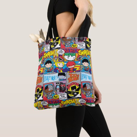 Chibi Justice League Comic Book Pattern Tote Bag (Dichtbij)