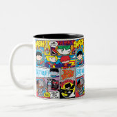 Chibi Justice League Comic Book Pattern Tweekleurige Koffiemok (Links)