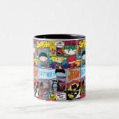 Chibi Justice League Comic Book Pattern Tweekleurige Koffiemok (Center)