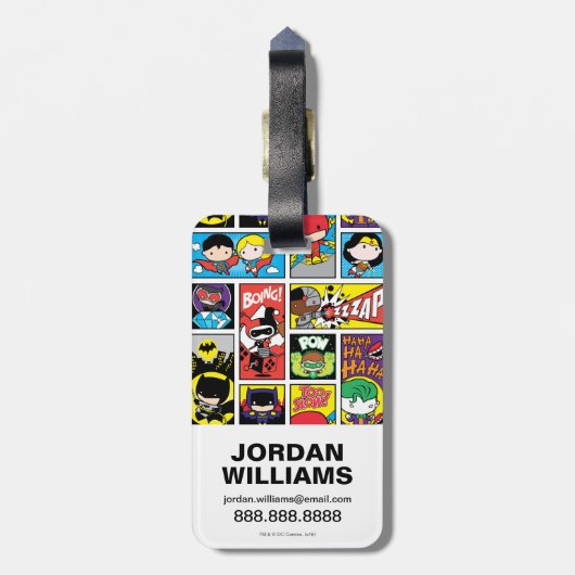 Chibi Justice League Compilation Pattern Bagagelabel (Achterkant verticaal)
