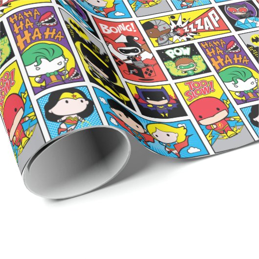 Chibi Justice League Compilation Pattern Cadeaupapier (Rol Hoek)