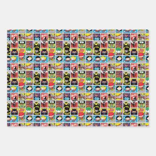 Chibi Justice League Compilation Pattern Inpakpapier Vel (Voorkant)