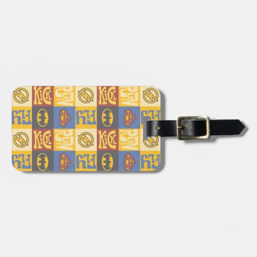 Chibi Justice League | Fly, Kick, Run Bagagelabel (Voorkant horizontaal)