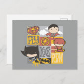 Chibi Justice League | Fly, Kick, Run Briefkaart (Voorkant / Achterkant)