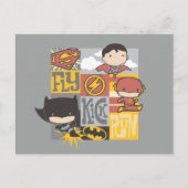 Chibi Justice League | Fly, Kick, Run Briefkaart (Voorkant)