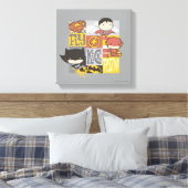 Chibi Justice League | Fly, Kick, Run Canvas Afdruk (Insitu (Slaapkamer))