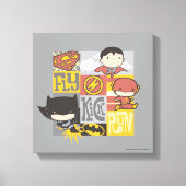 Chibi Justice League | Fly, Kick, Run Canvas Afdruk (Voorkant)