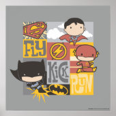Chibi Justice League | Fly, Kick, Run Poster (Voorkant)