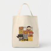 Chibi Justice League | Fly, Kick, Run Tote Bag (Voorkant)