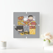 Chibi Justice League | Fly, Kick, Run Vierkante Klok (Huis)