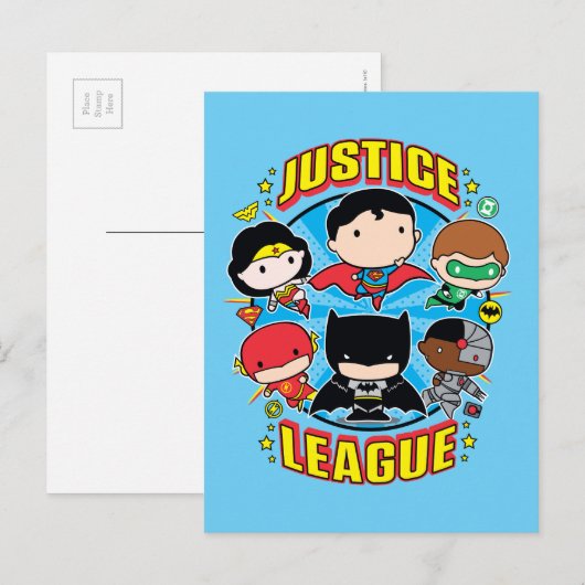 Chibi Justice League Group Briefkaart (Voorkant / Achterkant)