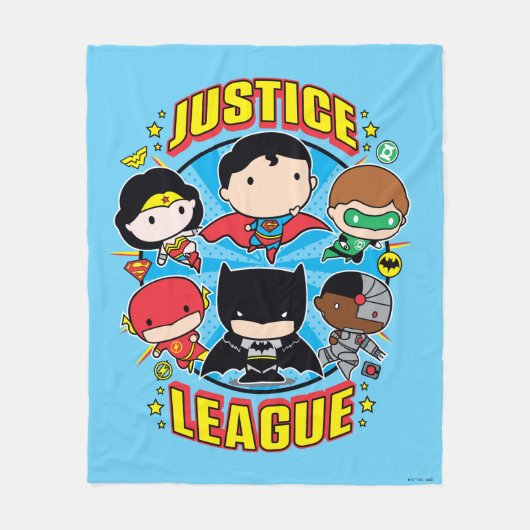 Chibi Justice League Group Fleece Deken (Voorkant)