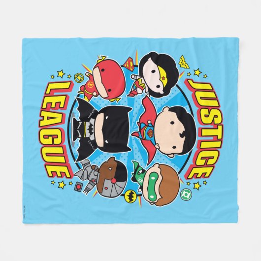 Chibi Justice League Group Fleece Deken (Voorkant (Horizontaal))